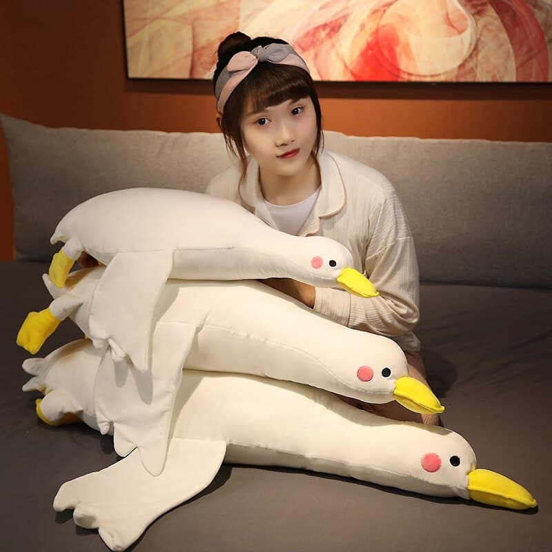 li Nice 1pc 80cm-120cm Giant Fluffy Goose Plush Toys Sleep Pillow Cute Animal Stuffed Swan Dolls Floor Mat Kids Girls Birthday Gift