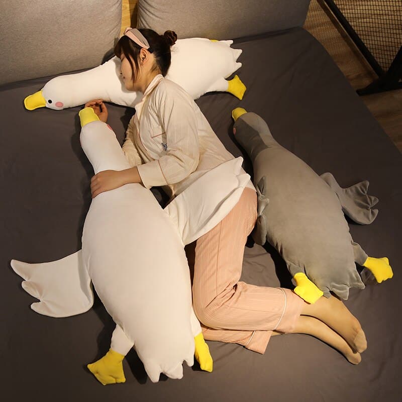 li Nice 1pc 80cm-120cm Giant Fluffy Goose Plush Toys Sleep Pillow Cute Animal Stuffed Swan Dolls Floor Mat Kids Girls Birthday Gift