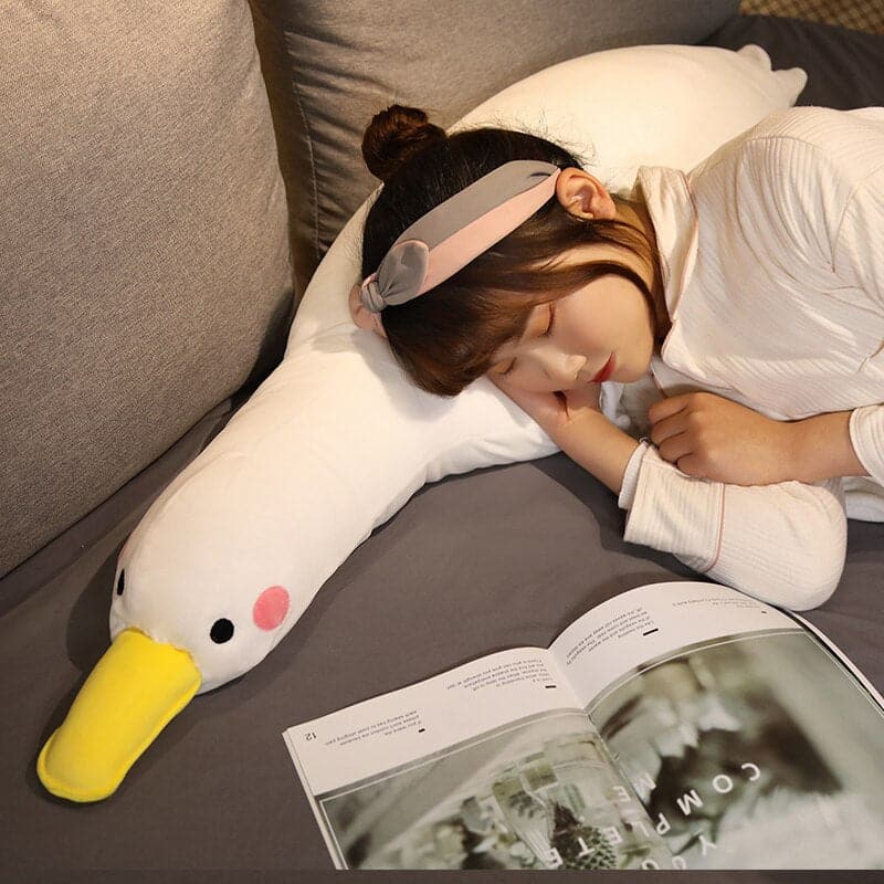 li Nice 1pc 80cm-120cm Giant Fluffy Goose Plush Toys Sleep Pillow Cute Animal Stuffed Swan Dolls Floor Mat Kids Girls Birthday Gift