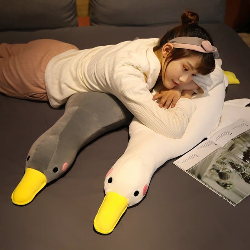 li Nice 1pc 80cm-120cm Giant Fluffy Goose Plush Toys Sleep Pillow Cute Animal Stuffed Swan Dolls Floor Mat Kids Girls Birthday Gift