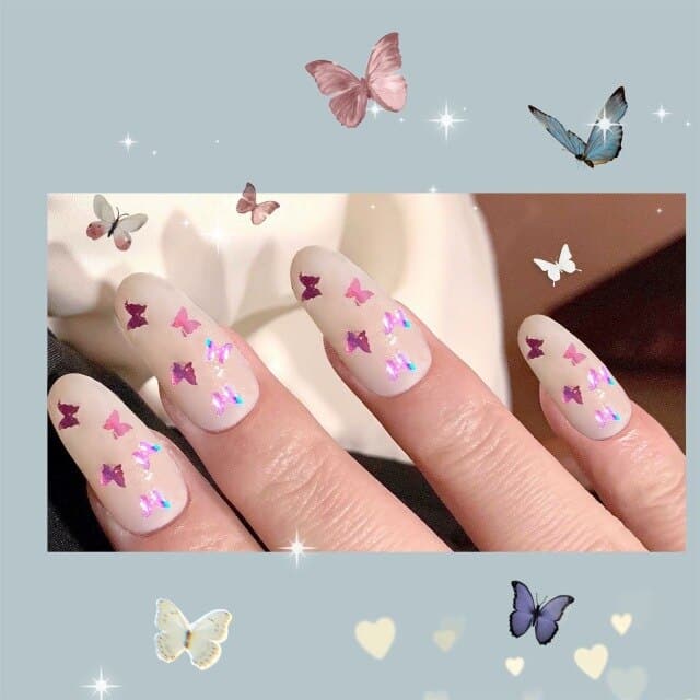 Golden Butterfly Artificial False Nails Cartoon Classic Crystal Charm Press On Nails Art Fake Extension Tips