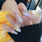 Golden Butterfly Artificial False Nails Cartoon Classic Crystal Charm Press On Nails Art Fake Extension Tips