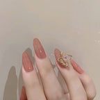 Golden Butterfly Artificial False Nails Cartoon Classic Crystal Charm Press On Nails Art Fake Extension Tips
