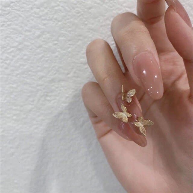 Golden Butterfly Artificial False Nails Cartoon Classic Crystal Charm Press On Nails Art Fake Extension Tips