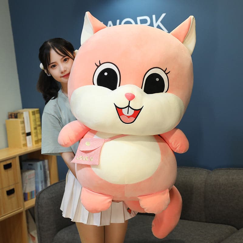 Cute Squirrel with Bag Doll Plushies Anime Toy For Sofa Home Decor Children Sleeping Hug