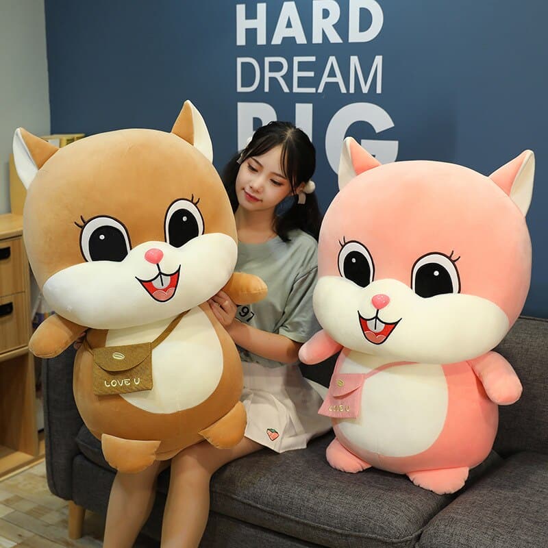 Cute Squirrel with Bag Doll Plushies Anime Toy For Sofa Home Decor Children Sleeping Hug