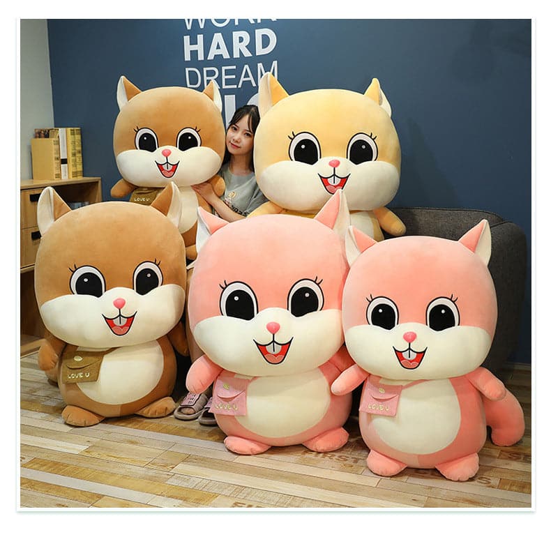 Cute Squirrel with Bag Doll Plushies Anime Toy For Sofa Home Decor Children Sleeping Hug