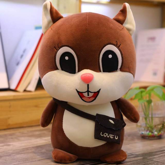 Cute Squirrel with Bag Doll Plushies Anime Toy For Sofa Home Decor Children Sleeping Hug