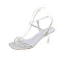 Clear Heels Fashion Womens Shoes Buckle Strap Cross Rhinestone Sandals Suit Female Beige Luxury New Comfort High Girls Blac