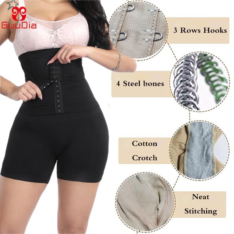 Women Waist Trainer Shapewear Tummy Control Body Shaper Shorts Hi-Waist Butt Lifter Thigh Slimmer Slimming Buckle Panties