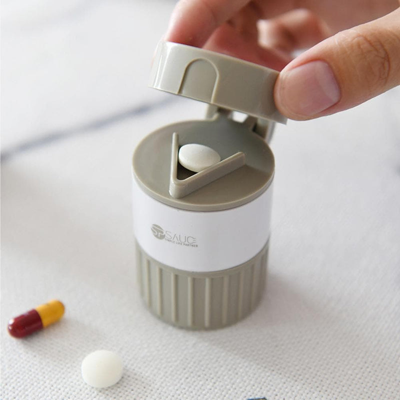 4 In 1 Portable 4 Layer Powder Tablet Grinder Powder Pill Cutter Medicine Splitter Box Storage Crusher Travel Pill Case