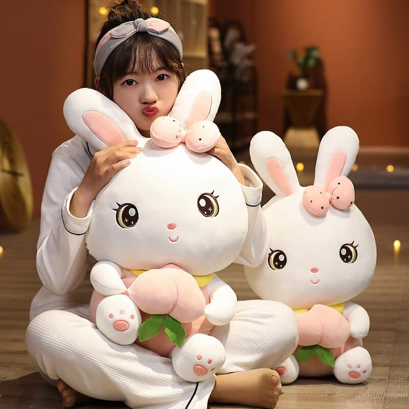Lovely Peach Rabbit Plush Toy Sleeping Pillow Home Decor Hug Doll