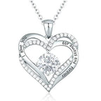 January To December Birthstone Necklace with Heart Inlaid Lettering Necklace for Women Wedding Engagement Party Jewelry