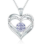 January To December Birthstone Necklace with Heart Inlaid Lettering Necklace for Women Wedding Engagement Party Jewelry