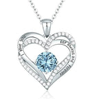 January To December Birthstone Necklace with Heart Inlaid Lettering Necklace for Women Wedding Engagement Party Jewelry