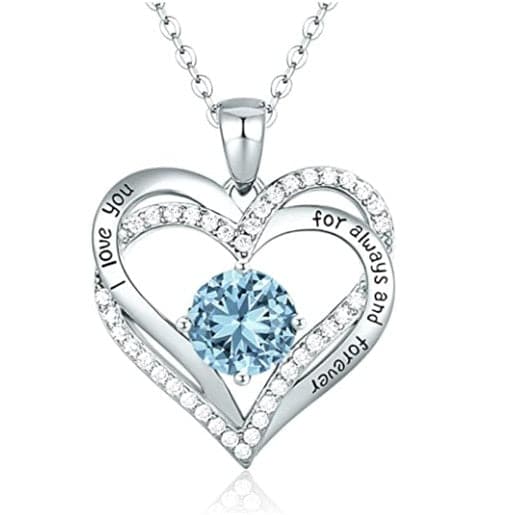 January To December Birthstone Necklace with Heart Inlaid Lettering Necklace for Women Wedding Engagement Party Jewelry