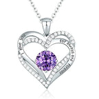 January To December Birthstone Necklace with Heart Inlaid Lettering Necklace for Women Wedding Engagement Party Jewelry