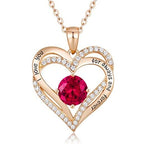 January To December Birthstone Necklace with Heart Inlaid Lettering Necklace for Women Wedding Engagement Party Jewelry