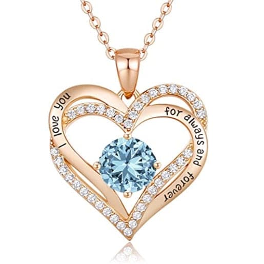 January To December Birthstone Necklace with Heart Inlaid Lettering Necklace for Women Wedding Engagement Party Jewelry