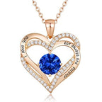 January To December Birthstone Necklace with Heart Inlaid Lettering Necklace for Women Wedding Engagement Party Jewelry
