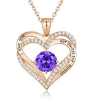 January To December Birthstone Necklace with Heart Inlaid Lettering Necklace for Women Wedding Engagement Party Jewelry
