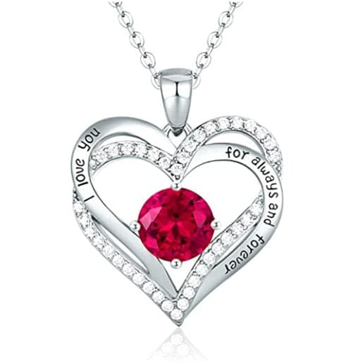 January To December Birthstone Necklace with Heart Inlaid Lettering Necklace for Women Wedding Engagement Party Jewelry