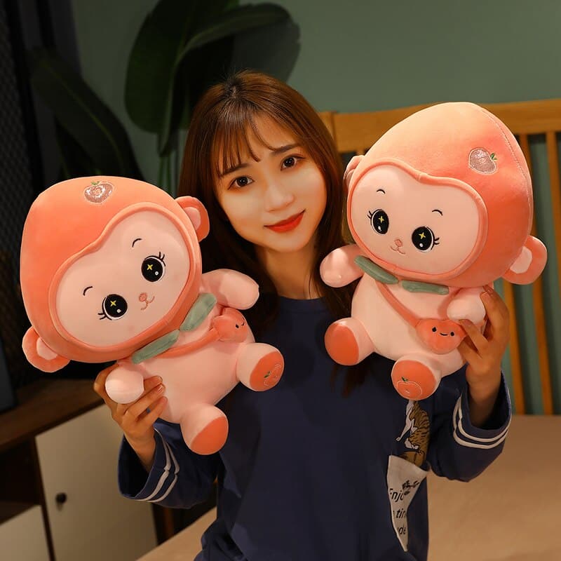 Cute Peach Monkey Plush Toys Lovely Animal Stuffed Dolls Home Decor Gift For Friends Girls