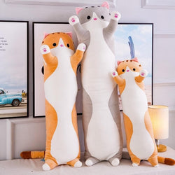 li Cute Soft Long Cat Pillow Stuffed Plush Toys Office Nap Pillow Home Comfort Cushion Decor Gift