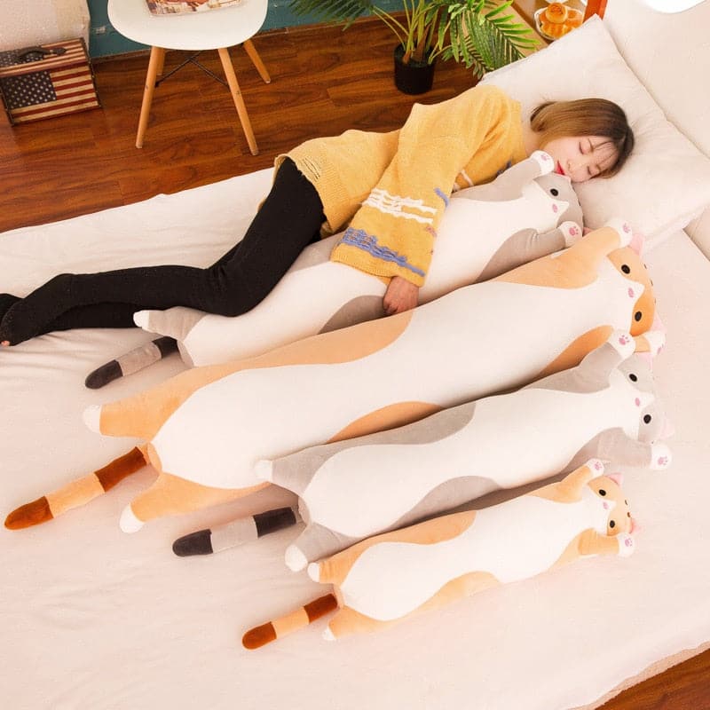 Soft Long Cat Pillow Stuffed Plush Toys Sleeping Bedroom Decor Comfortable Dolls