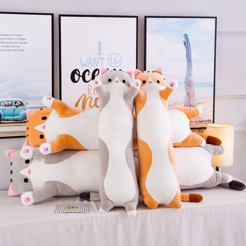Soft Long Cat Pillow Stuffed Plush Toys Sleeping Bedroom Decor Comfortable Dolls