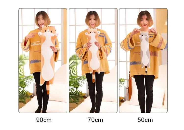 li Cute Soft Long Cat Pillow Stuffed Plush Toys Office Nap Pillow Home Comfort Cushion Decor Gift