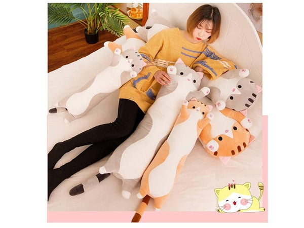 Soft Long Cat Pillow Stuffed Plush Toys Sleeping Bedroom Decor Comfortable Dolls