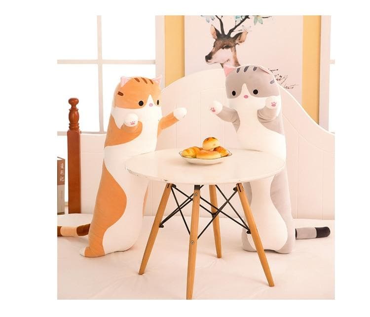 li Cute Soft Long Cat Pillow Stuffed Plush Toys Office Nap Pillow Home Comfort Cushion Decor Gift