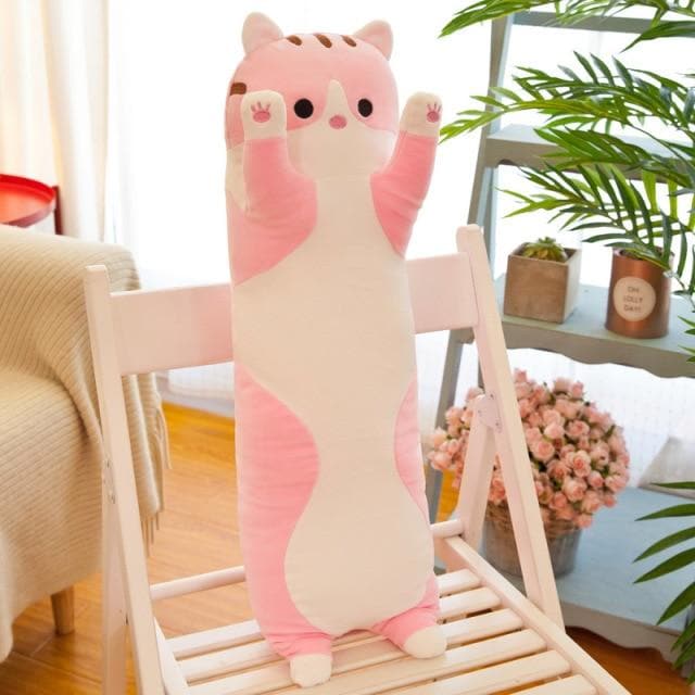 li Cute Soft Long Cat Pillow Stuffed Plush Toys Office Nap Pillow Home Comfort Cushion Decor Gift
