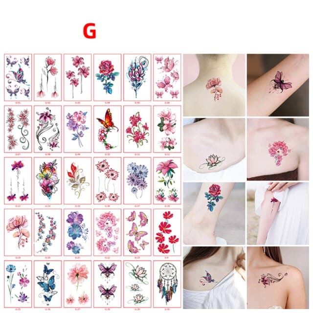 30pcs/set Tattoo For Woman Hands Arm Body Waterproof Temporary Tattoos