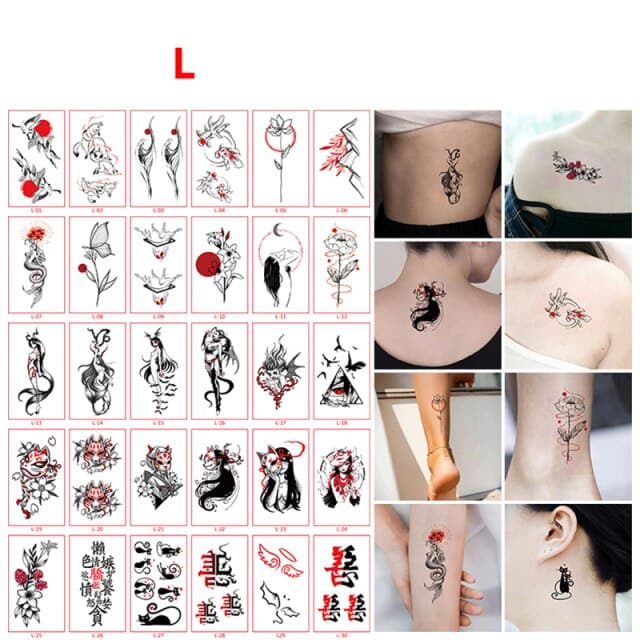 30pcs/set Tattoo For Woman Hands Arm Body Waterproof Temporary Tattoos