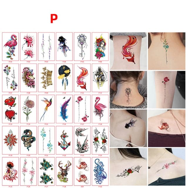 30pcs/set Tattoo For Woman Hands Arm Body Waterproof Temporary Tattoos