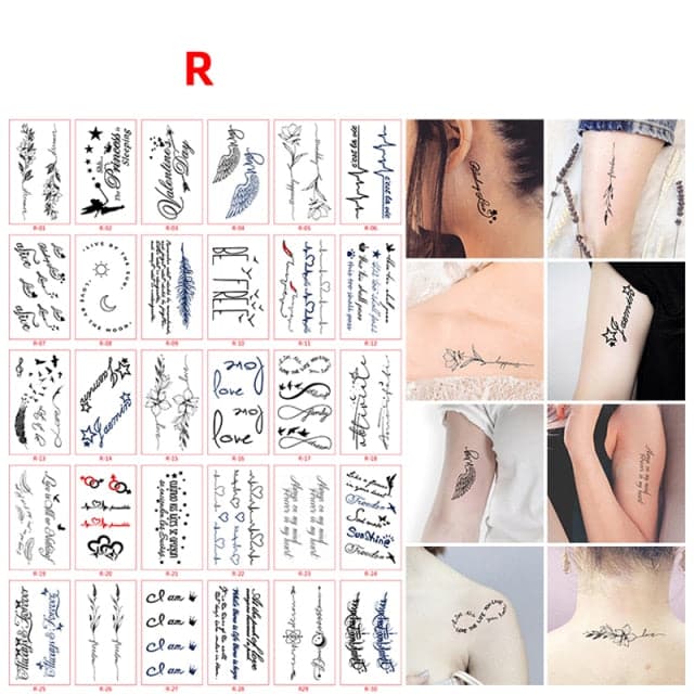 30pcs/set Tattoo For Woman Hands Arm Body Waterproof Temporary Tattoos