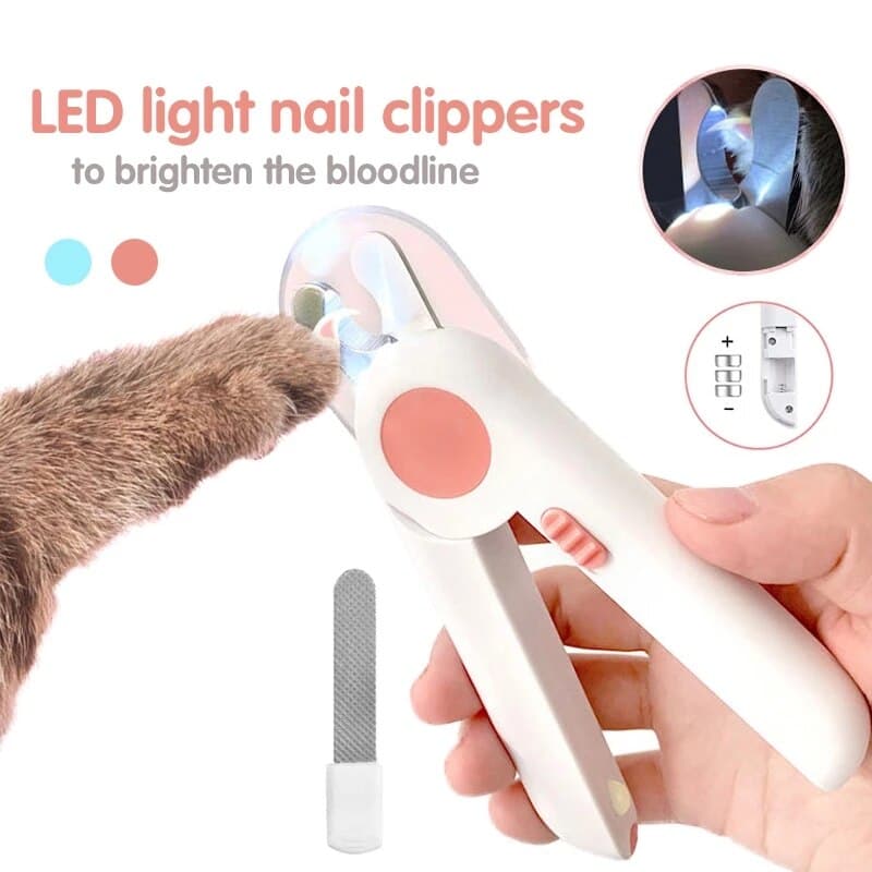LED Pet Nail Clipper Scissors Professional Stainless Steel Nail Cutter Cat Claw Cutting Machine Puppy Kitten Beauty Scissors