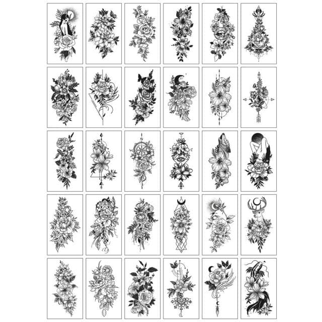 30pcs/set Tattoo For Woman Hands Arm Body Waterproof Temporary Tattoos