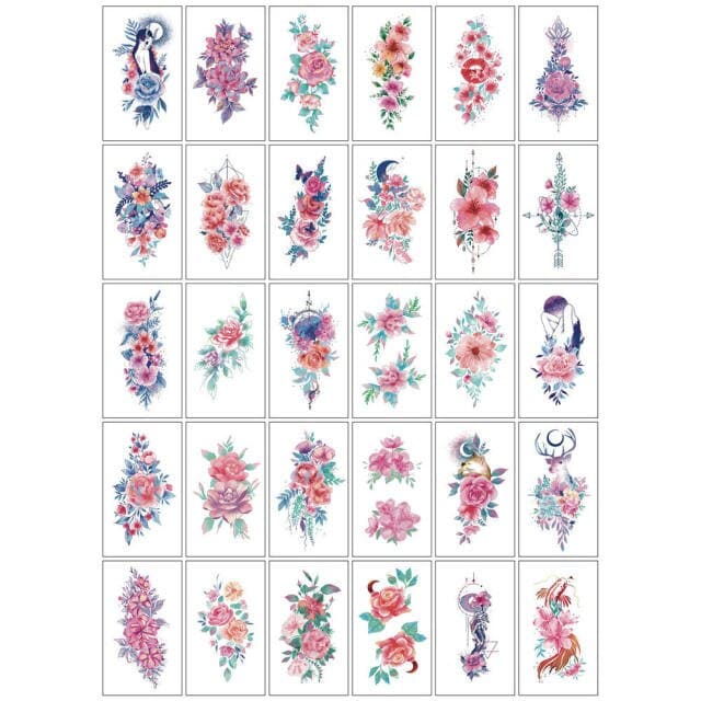 30pcs/set Tattoo For Woman Hands Arm Body Waterproof Temporary Tattoos