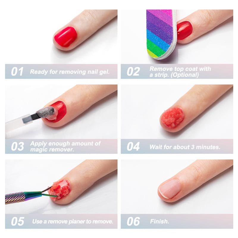 Magic Remover Nail Gel Polish Fast Clean Within 2-3 MINS Soak Off Gel Nail Polish Top Coat Nail Remover