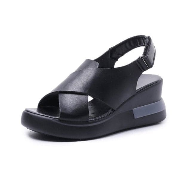 li Wedge Shoes for Women Sandals Solid Color Open Toe High Heels Casual Ladies Buckle Strap Fashion Female Sandalias Mujer