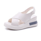 li Wedge Shoes for Women Sandals Solid Color Open Toe High Heels Casual Ladies Buckle Strap Fashion Female Sandalias Mujer