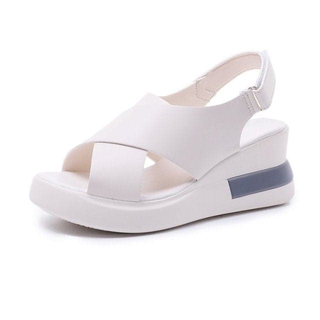 li Wedge Shoes for Women Sandals Solid Color Open Toe High Heels Casual Ladies Buckle Strap Fashion Female Sandalias Mujer