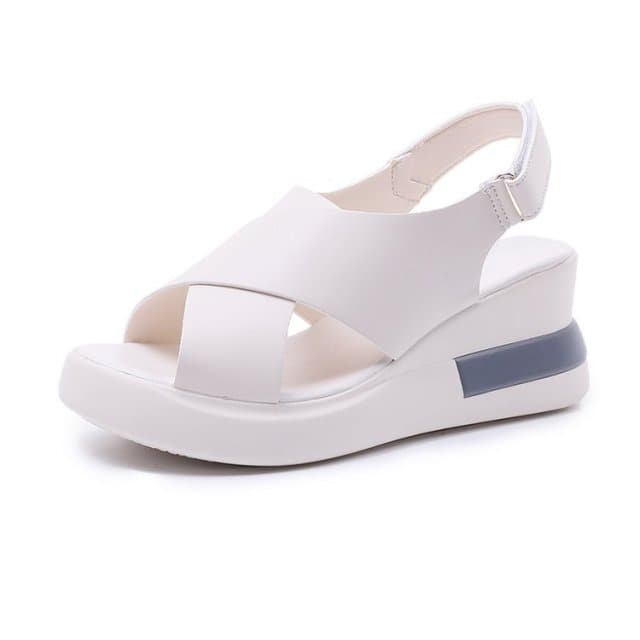 Wedge Shoes for Women Sandals Solid Color Open Toe High Heels Casual Ladies Buckle Strap Fashion Female Sandalias