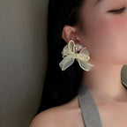 New Trendy Long Butterfly Clip Earrings Ear Hook Pearl Ear Clips Without Pierced Ears Chain Earrings Women Girls Jewelry