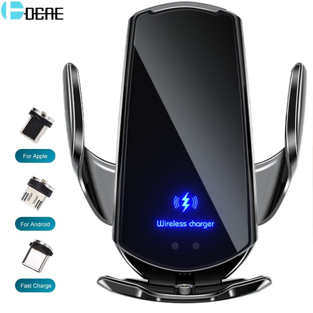 Automatic Car Wireless Charger Magnetic USB Infrared Sensor Phone Holder Mount