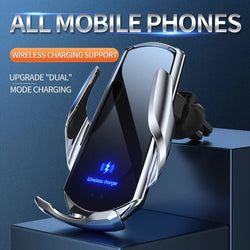 Automatic Car Wireless Charger Magnetic USB Infrared Sensor Phone Holder Mount