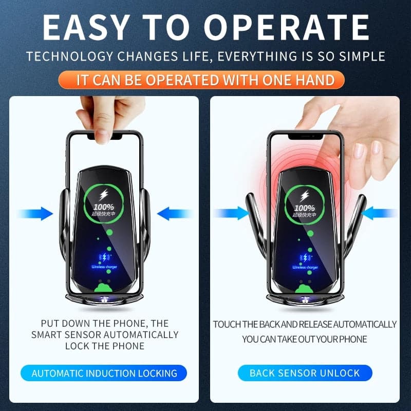 Automatic Car Wireless Charger Magnetic USB Infrared Sensor Phone Holder Mount